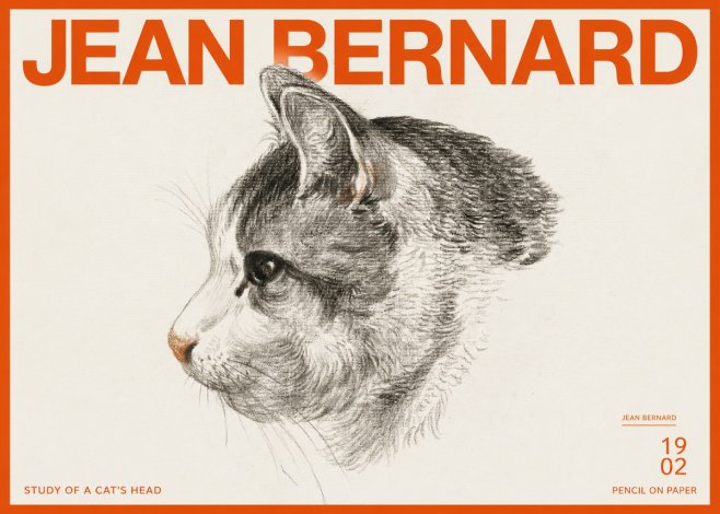 Jean Bernard Cat Study, Profile No3 - Affiche