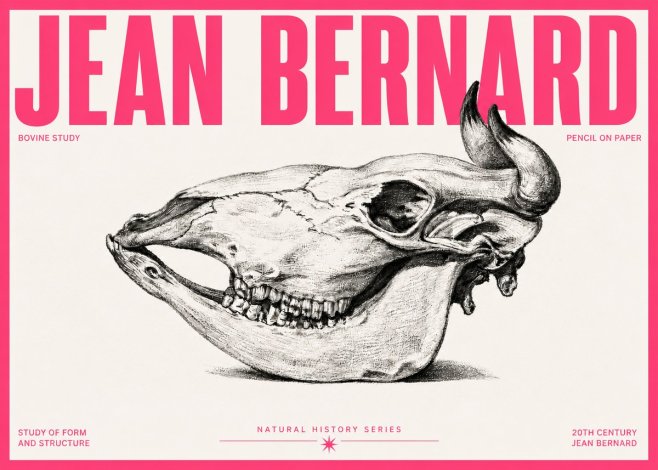 Jean Bernard Bovine Skull Study No5 - Affiche