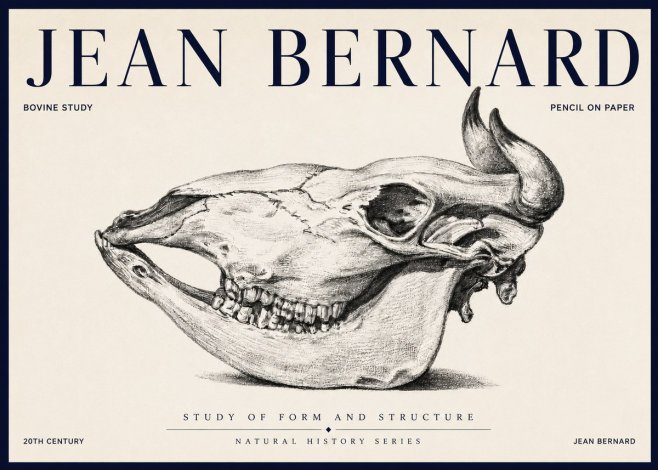 Jean Bernard Bovine Skull Study No6 - Affiche