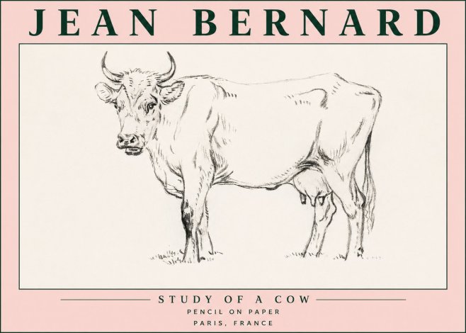 Jean Bernard Study of a Cow VI No5 - Affiche
