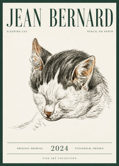 Jean Bernard Sleeping Cat V No6 - Affiche