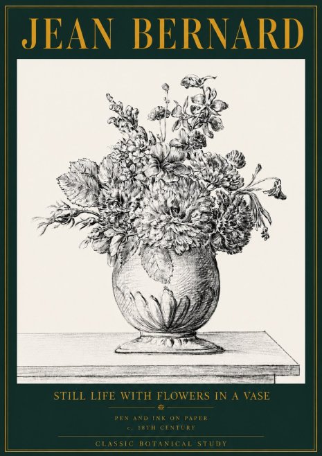 Jean Bernard Floral Composition in a Vase No4 - Affiche