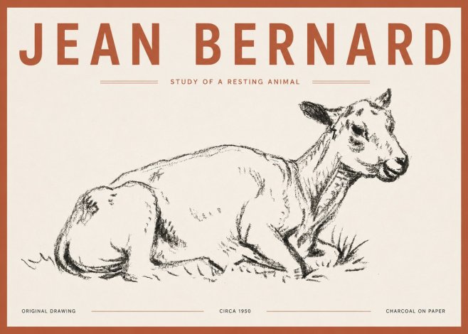 Jean Bernard Study of a Resting Animal No5 - Affiche