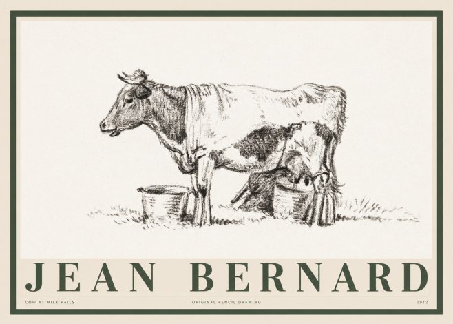 Jean Bernard Cow at Milk Pails No1 - Affiche