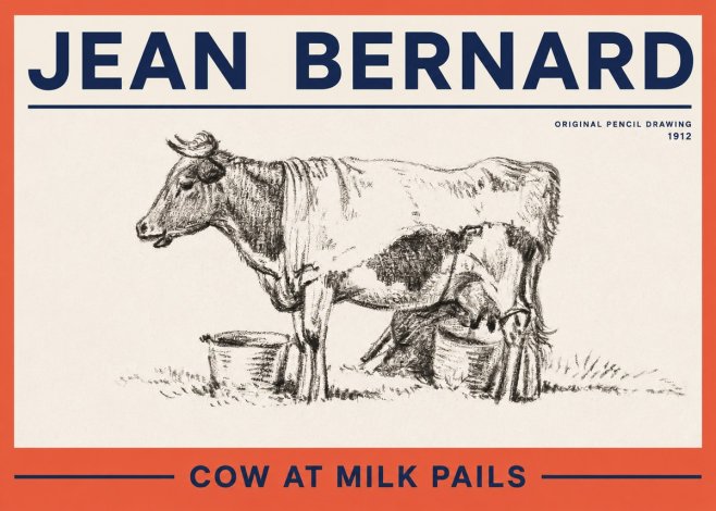 Jean Bernard Cow at Milk Pails No2 - Affiche