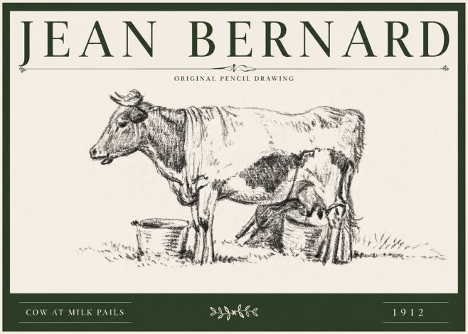 Jean Bernard Cow at Milk Pails No3 - Affiche