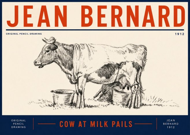 Jean Bernard Cow at Milk Pails No5 - Affiche