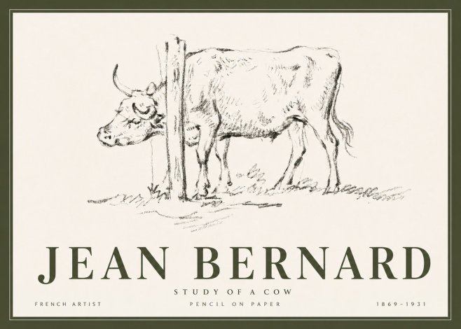 Jean Bernard Study of a Cow VII No6 - Affiche