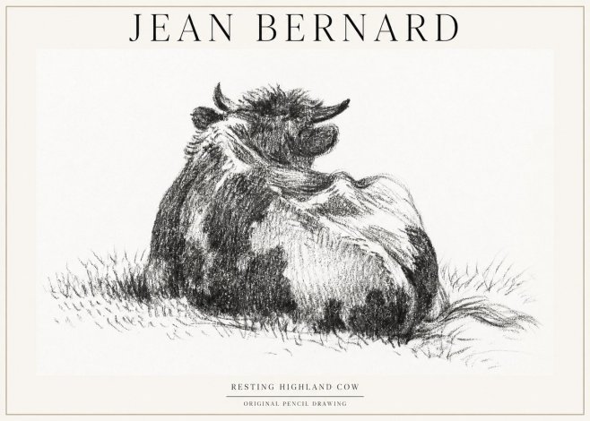 Jean Bernard Resting Highland Cow No1 - Affiche