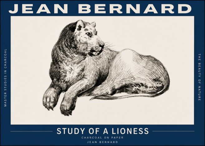 Jean Bernard Lying Lioness No3 - Affiche