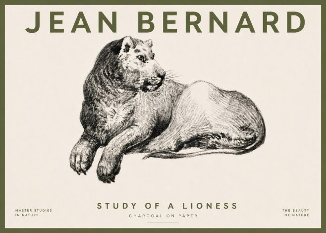Jean Bernard Lying Lioness No5 - Affiche