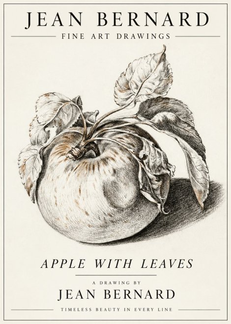 Jean Bernard Apple with Leaves No3 - Affiche