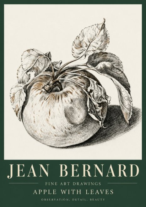 Jean Bernard Apple with Leaves No5 - Affiche