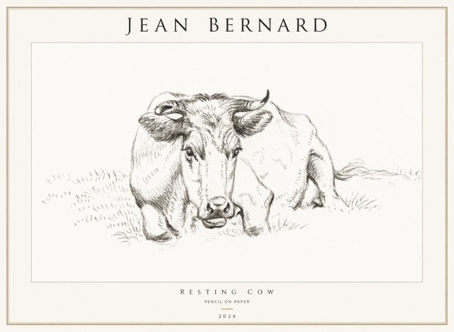 Jean Bernard Resting Cow II No1 - Affiche
