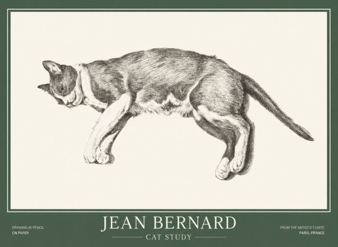 Jean Bernard Cat Study VII No1 - Affiche