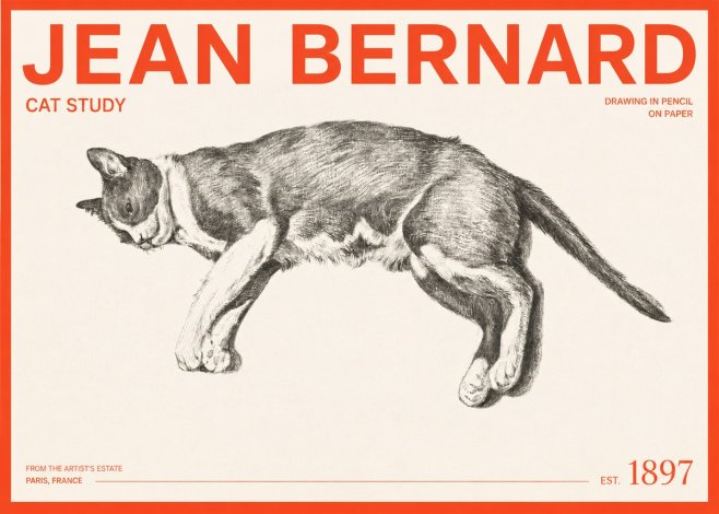 Jean Bernard Cat Study VII No2 - Affiche