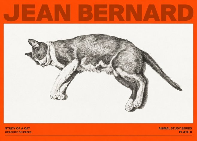 Jean Bernard Cat Study VII No4 - Affiche