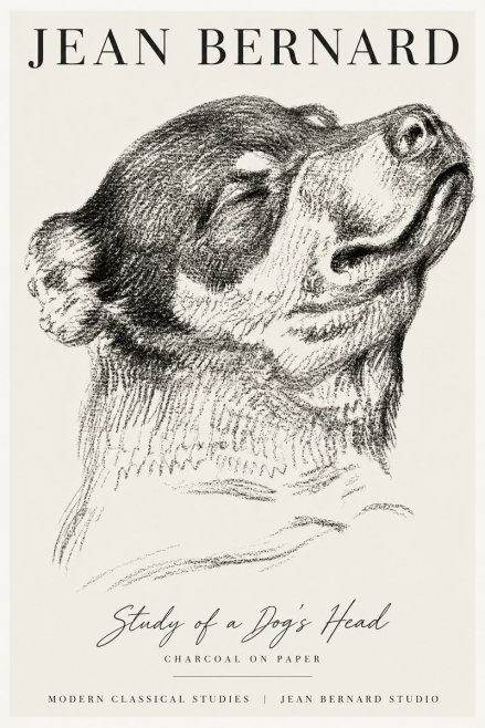 Jean Bernard Study of a Dog III No4 - Affiche