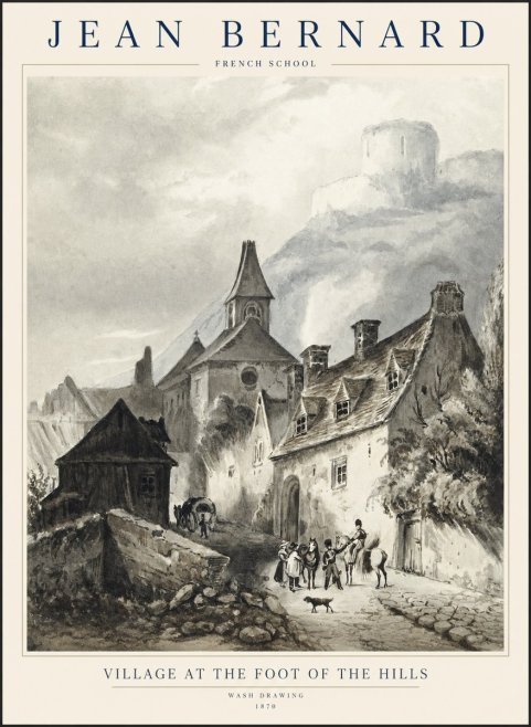 Jean Bernard Village at the Foot of the Hill No2 - Affiche