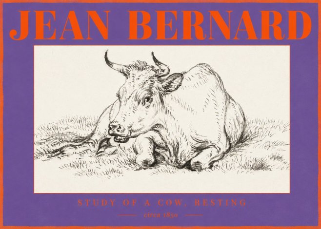 Jean Bernard Study of a Cow, Resting No2 - Affiche