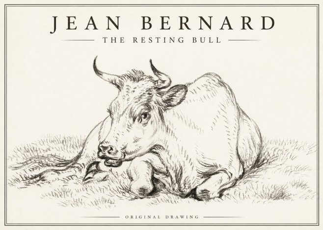 Jean Bernard Study of a Cow, Resting No3 - Affiche