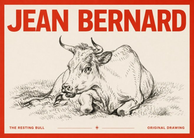 Jean Bernard Study of a Cow, Resting No4 - Affiche