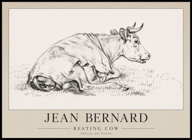 Jean Bernard Resting Cow III No1 - Affiche