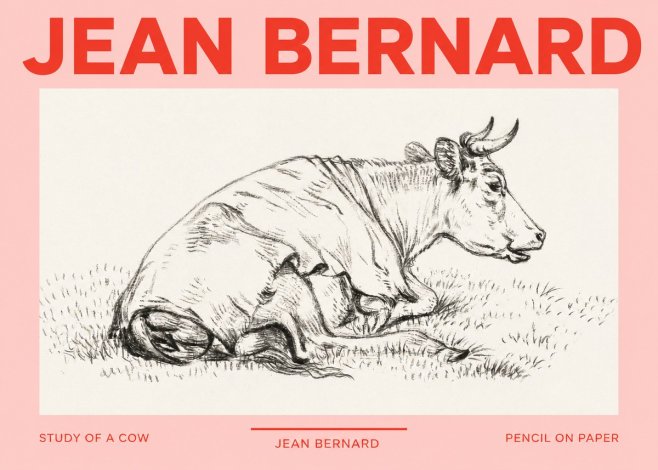 Jean Bernard Resting Cow III No3 - Affiche