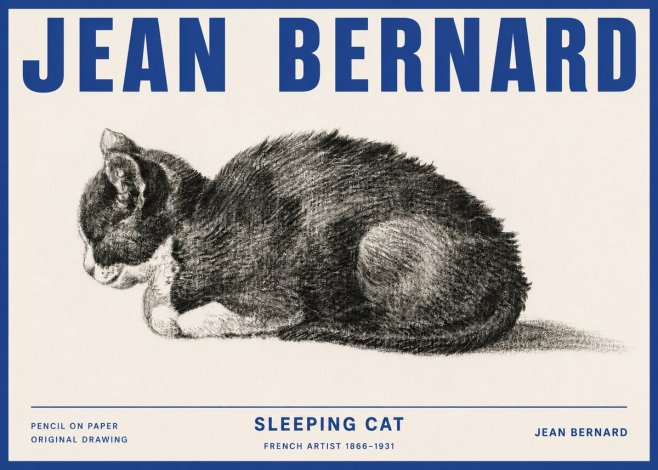 Jean Bernard Sleeping Cat VII No4 - Affiche