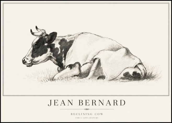 Jean Bernard Reclining Cow II No6 - Affiche