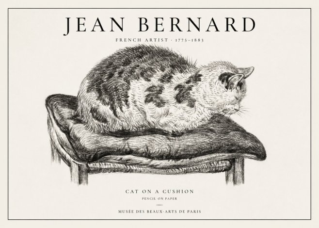 Jean Bernard Cat on a Cushion No1 - Affiche