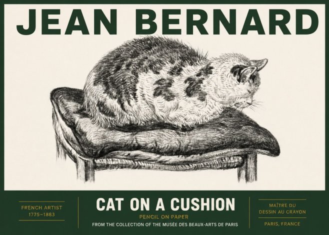Jean Bernard Cat on a Cushion No3 - Affiche