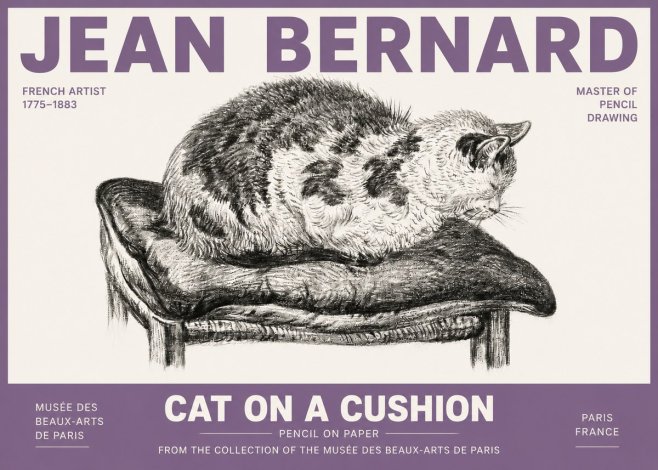 Jean Bernard Cat on a Cushion No4 - Affiche