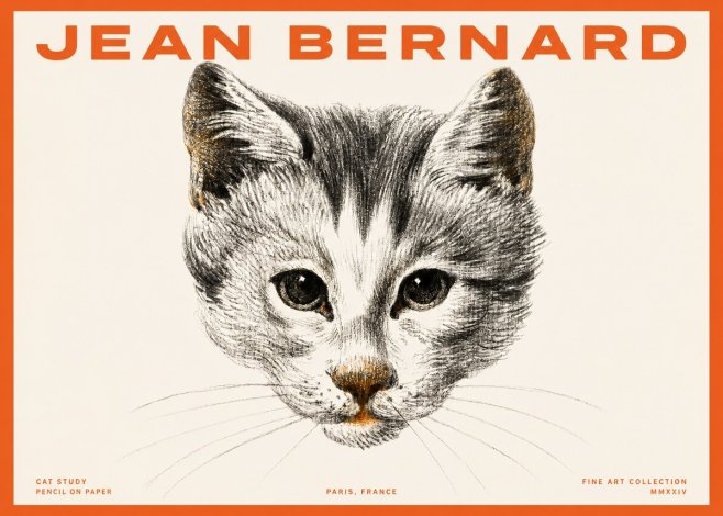 Jean Bernard Cat Study IX No2 - Affiche