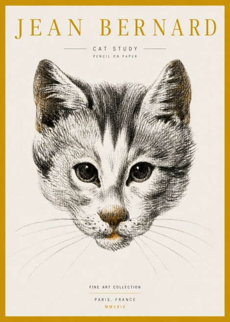 Jean Bernard Cat Study IX No5 - Affiche