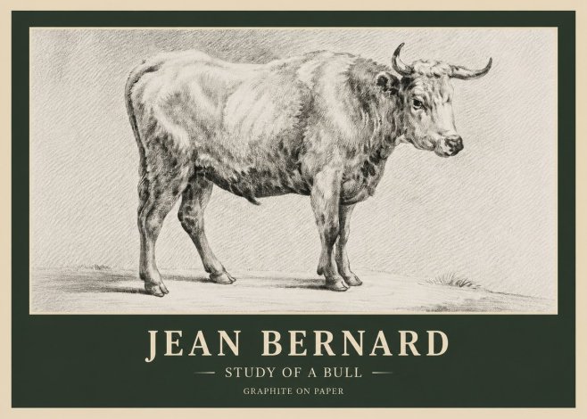 Jean Bernard Study of a Bull IV No6 - Affiche