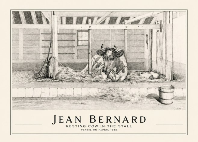 Jean Bernard Resting Cow in the Stall I No1 - Affiche