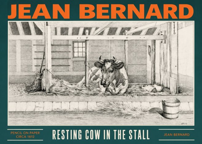 Jean Bernard Resting Cow in the Stall I No2 - Affiche