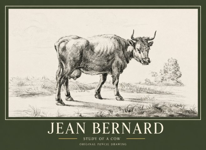 Jean Bernard Study of a Cow XII No1 - Affiche