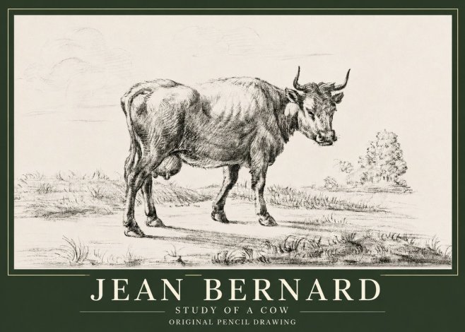 Jean Bernard Study of a Cow XII No3 - Affiche