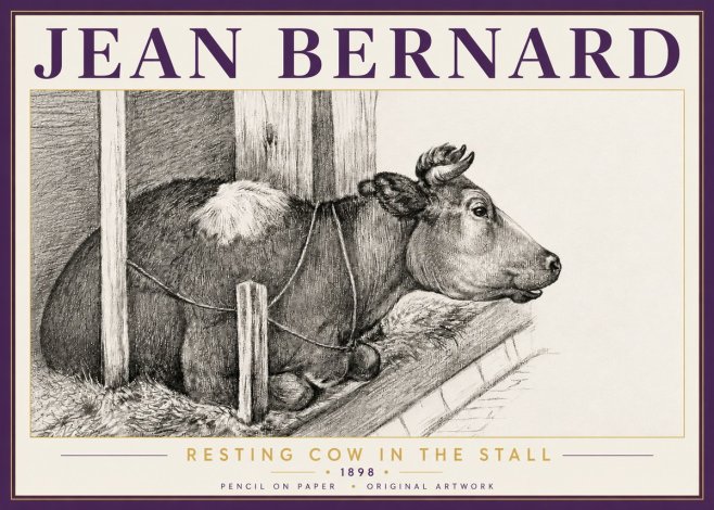 Jean Bernard Resting Cow in the Stall II No5 - Affiche