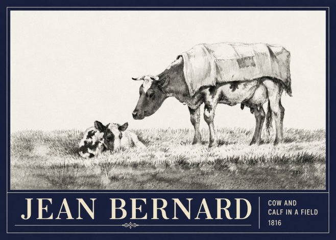 Jean Bernard Cow and Calf in a Field No3 - Affiche