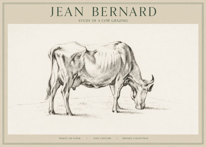 Jean Bernard Study of a Cow Grazing I No1 - Affiche