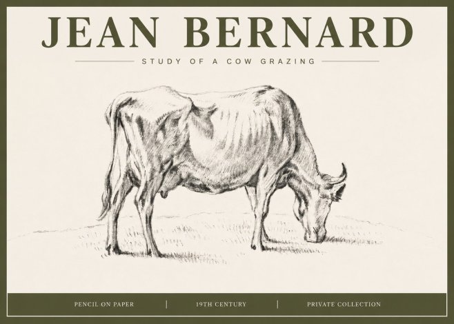 Jean Bernard Study of a Cow Grazing I No4 - Affiche