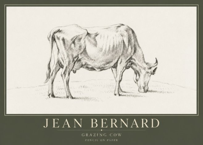 Jean Bernard Study of a Cow Grazing I No5 - Affiche