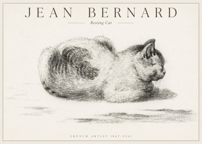 Jean Bernard Resting Cat No1 - Affiche