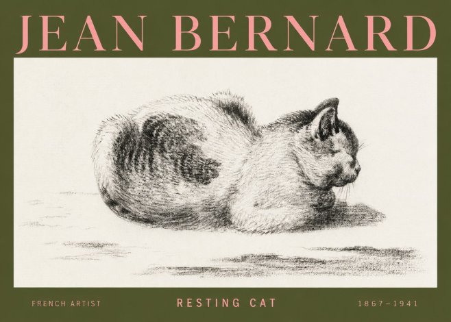 Jean Bernard Resting Cat No3 - Affiche