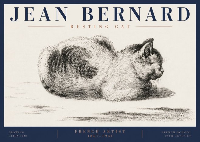 Jean Bernard Resting Cat No6 - Affiche