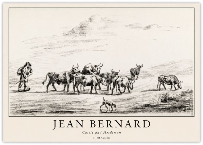 Jean Bernard Cattle and Herder No6 - Affiche