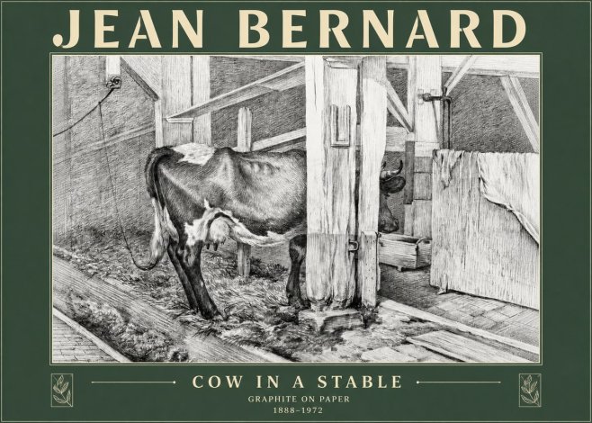 Jean Bernard Cow in a Stable No3 - Affiche